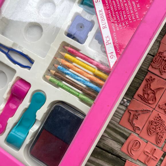 Rubber Stamping Stamp Kit Ink Art Kit Kids - Picture 13 of 16